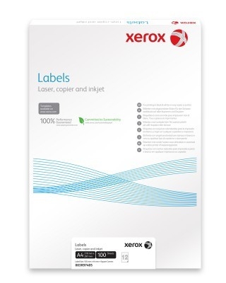 Etichete autoadezive A4 Xerox, 100 coli/top colturi drepte